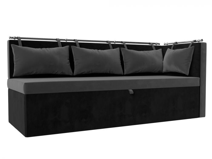 105032 Кухонный диван Метро с углом | Велюр | Серый | черный