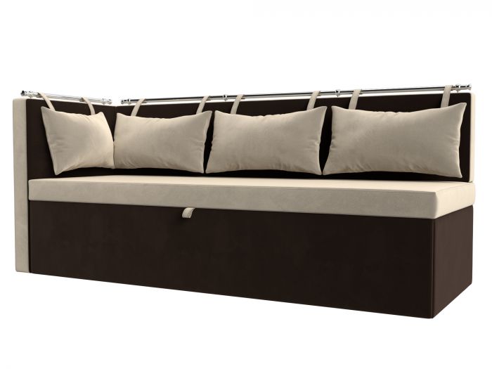 105022L Кухонный диван Метро с углом слева | Микровельвет | бежевый | коричневый