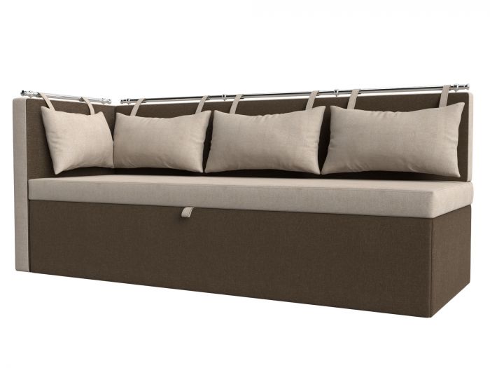 105035L Кухонный диван Метро с углом слева | Рогожка | бежевый | коричневый