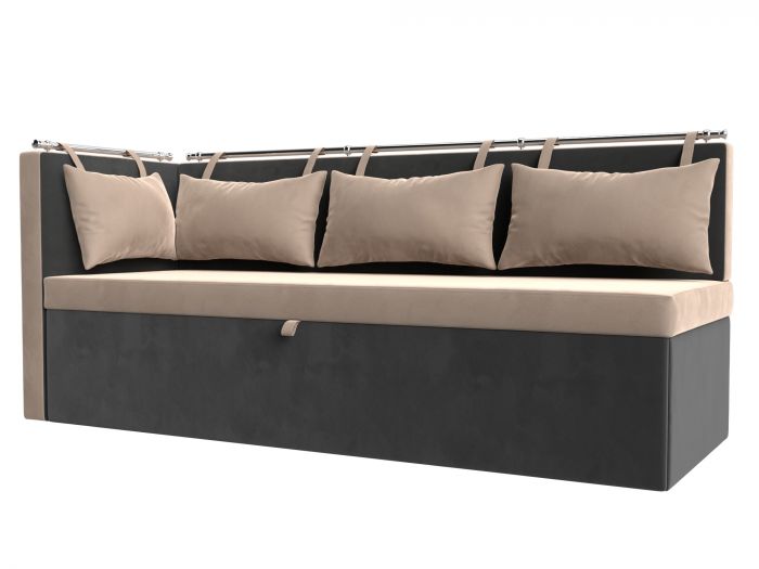 105028L Кухонный диван Метро с углом слева | Велюр | бежевый | Серый