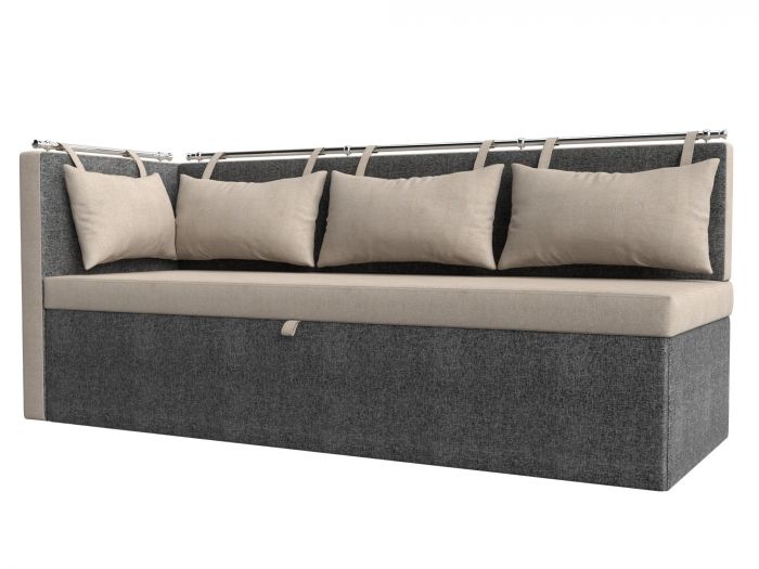 105036L Кухонный диван Метро с углом слева | Рогожка | бежевый | Серый