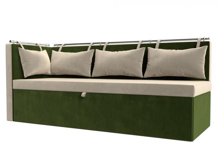 105021L Кухонный диван Метро с углом слева | Микровельвет | бежевый | зеленый