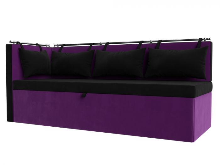28575L Кухонный диван Метро с углом слева | Микровельвет | черный | фиолетовый