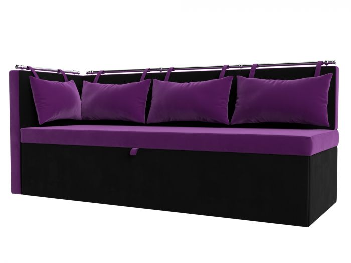 28576L Кухонный диван Метро с углом слева | Микровельвет | Фиолетовый | Черный