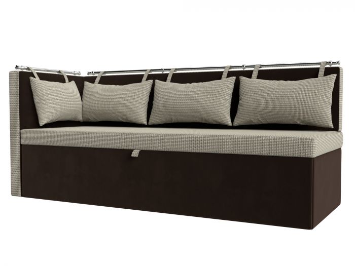 114080L Кухонный диван Метро с углом слева | Корфу | Микровельвет | Корфу 02 | коричневый