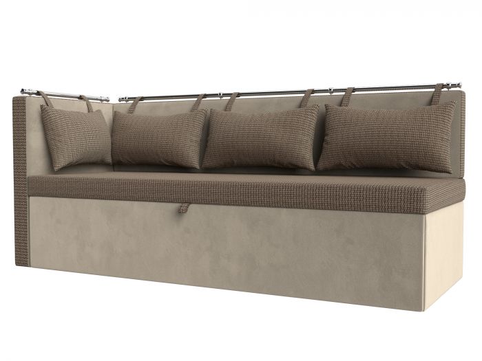 114081L Кухонный диван Метро с углом слева | Корфу | Микровельвет | Корфу 03 | бежевый
