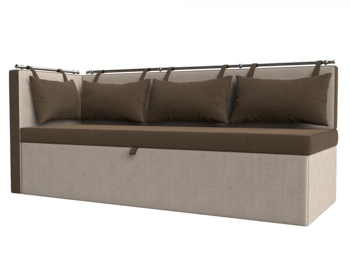 105037L Кухонный диван Метро с углом слева | Рогожка | Коричневый | Бежевый