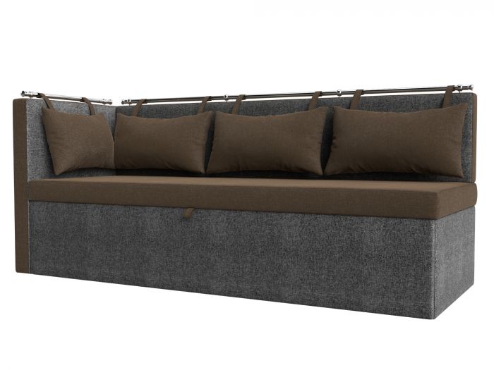 105038L Кухонный диван Метро с углом слева | Рогожка | коричневый | Серый