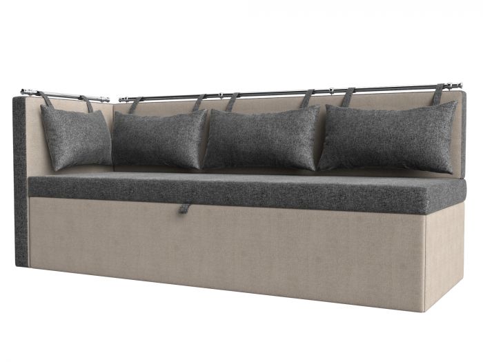 114090L Кухонный диван Метро с углом слева | Рогожка | серый | бежевый