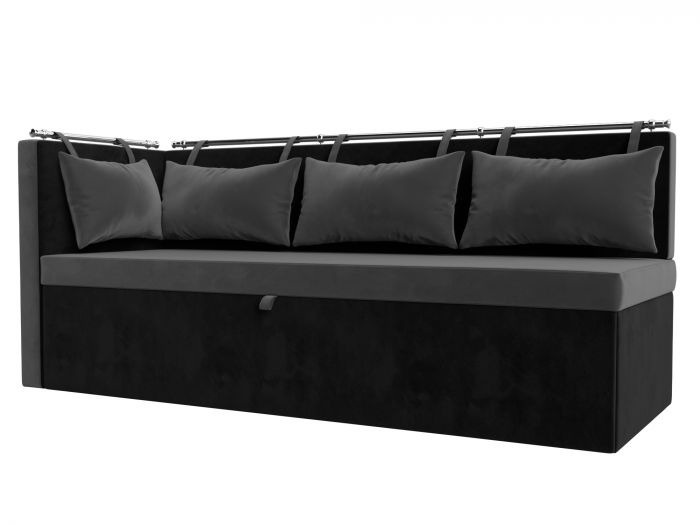 105032L Кухонный диван Метро с углом слева | Велюр | Серый | черный