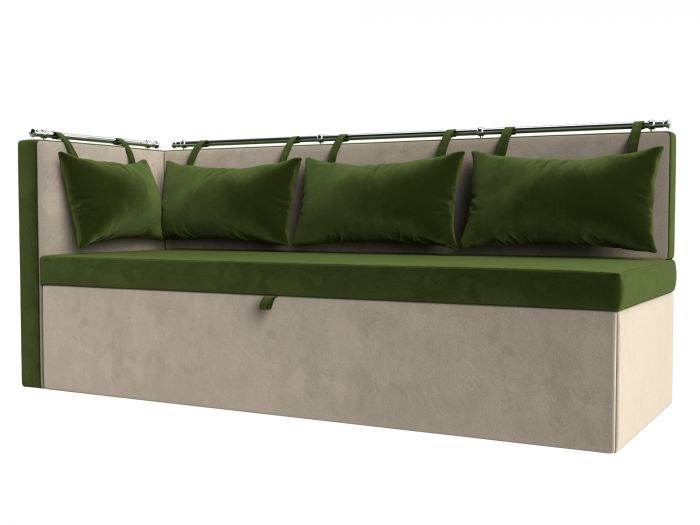 105023L Кухонный диван Метро с углом слева | Микровельвет | Зеленый | Бежевый