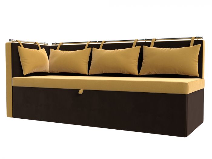 114083L Кухонный диван Метро с углом слева | Микровельвет | Желтый | коричневый
