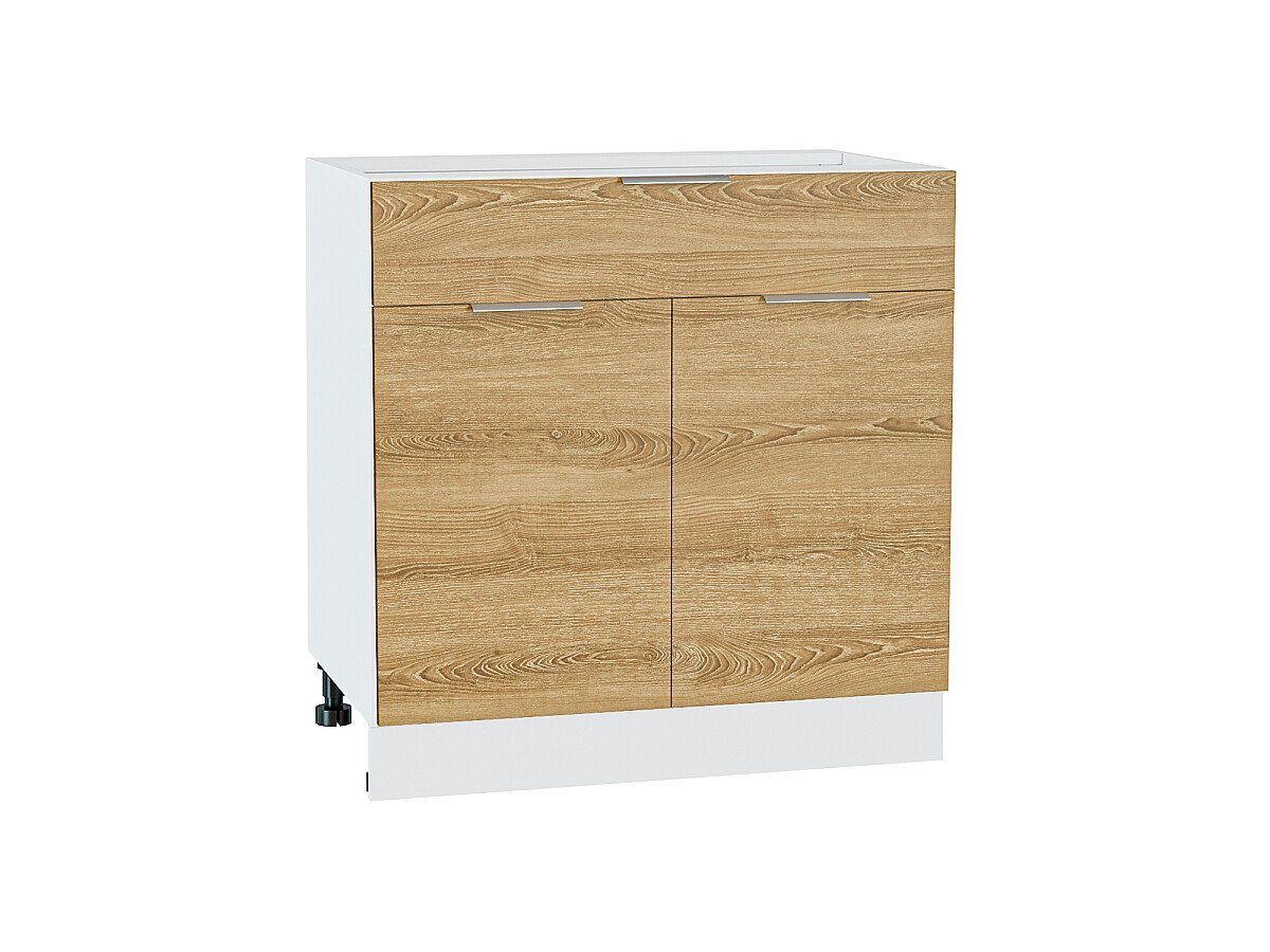 Кухонный модуль. Шкаф нижний с 2-мя дверцами и ящиком Терра Ель Карпатская, Белый