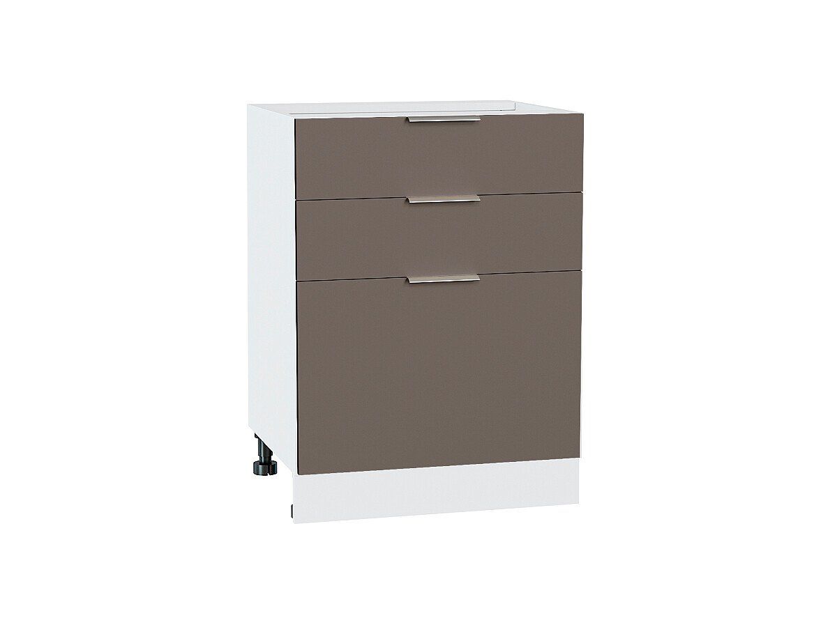 Кухонный модуль. Шкаф нижний с 3-мя ящиками Терра Смоки Софт, Белый