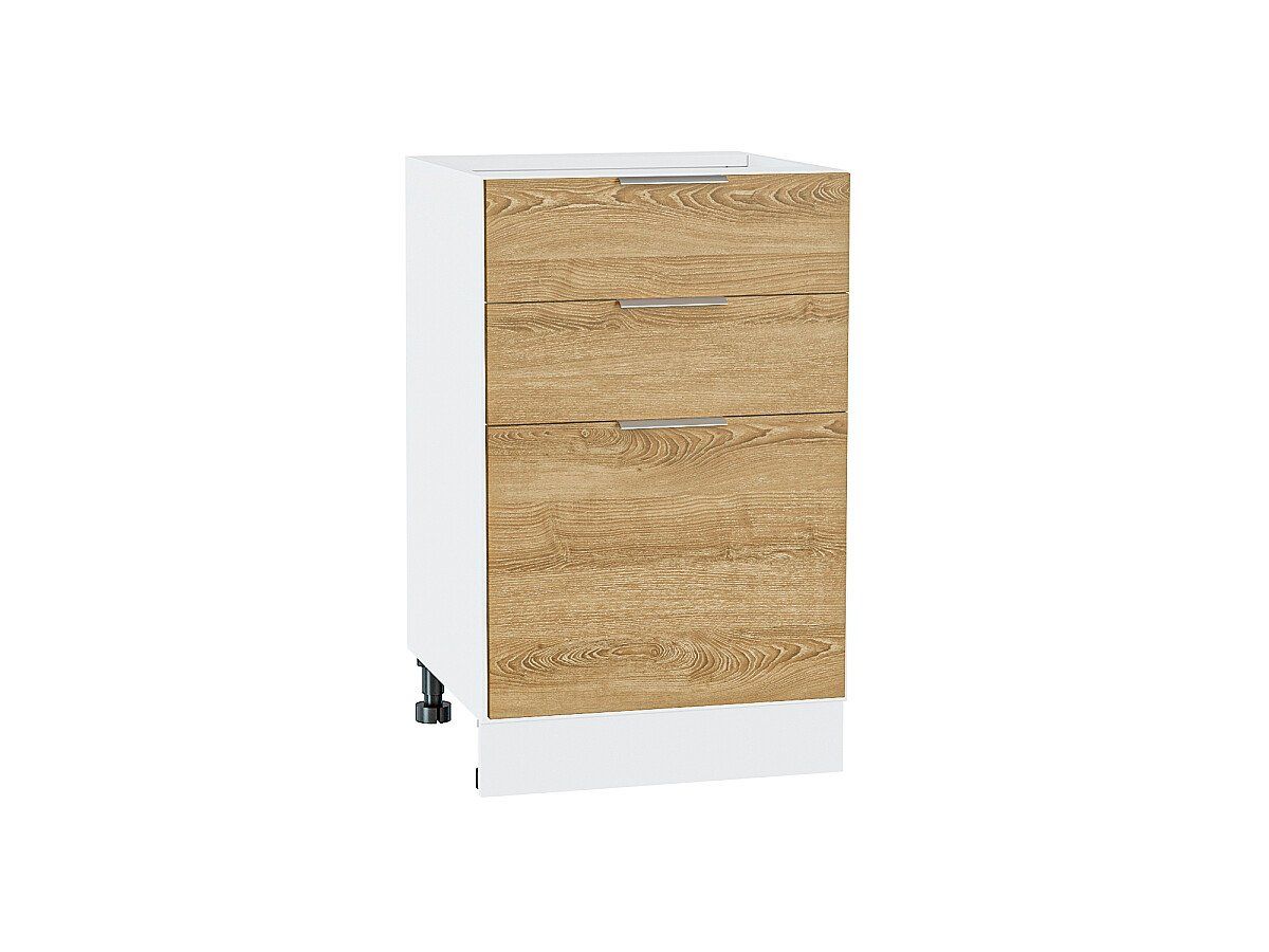 Кухонный модуль. Шкаф нижний с 3-мя ящиками Терра Ель Карпатская, Белый