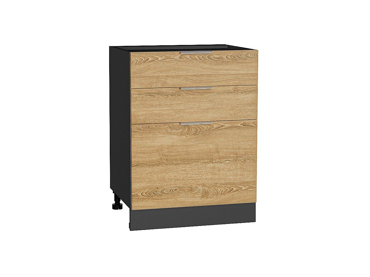 Кухонный модуль. Шкаф нижний с 3-мя ящиками Терра Ель Карпатская, Graphite
