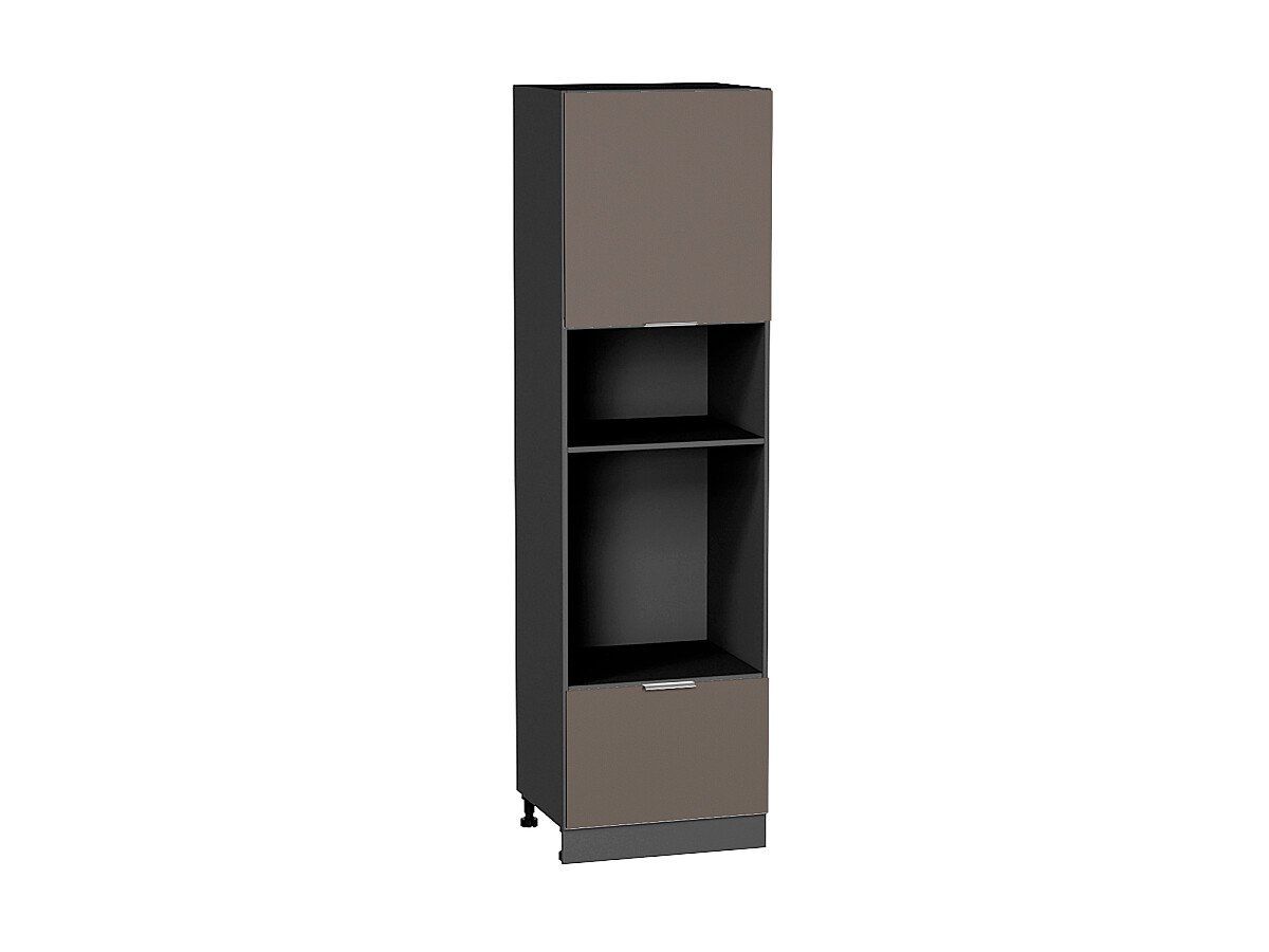 Кухонный модуль. Шкаф пенал с 1-ой дверцей и ящиком под технику Терра Смоки Софт, Graphite