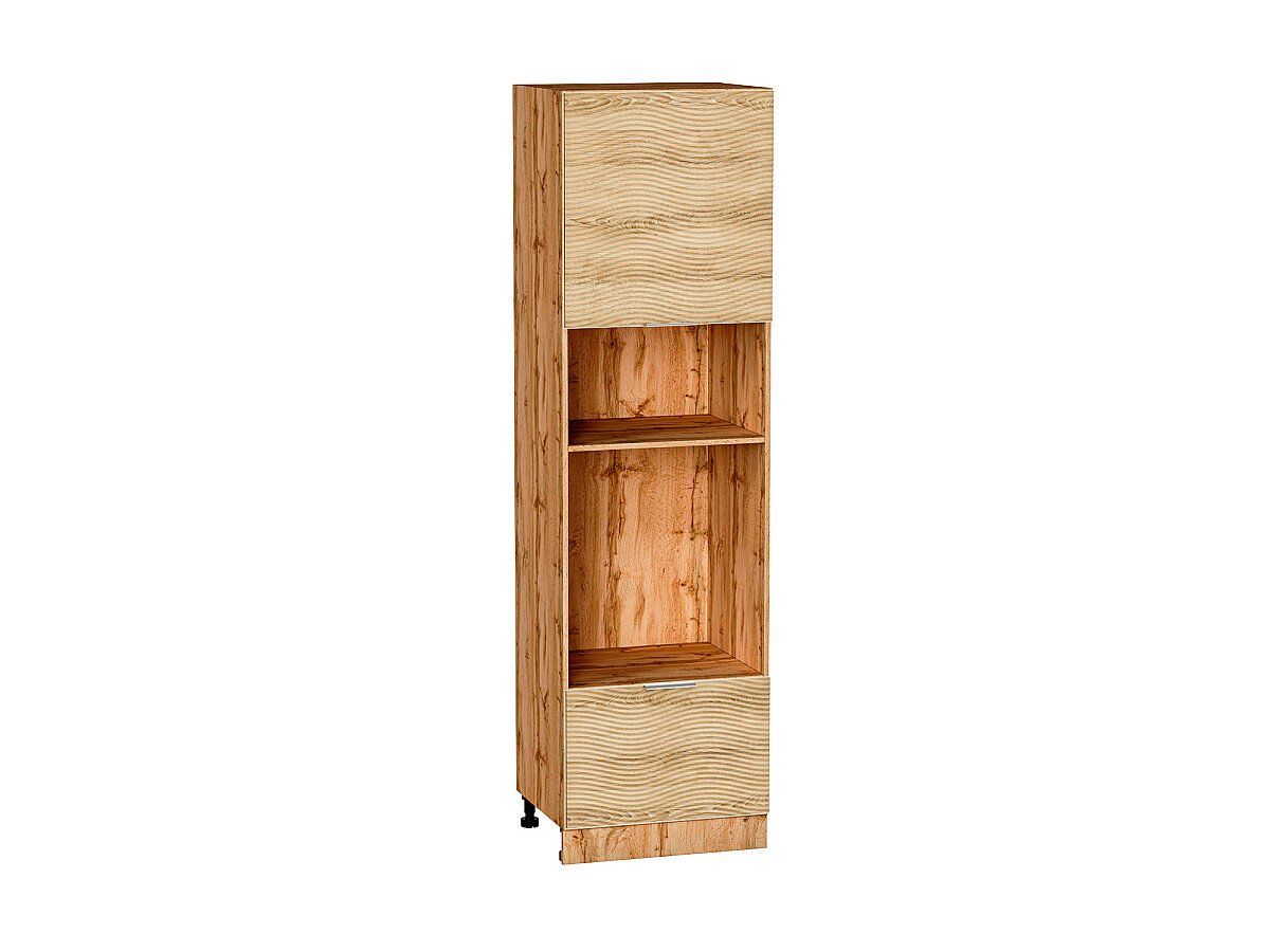 Кухонный модуль. Шкаф пенал с 1-ой дверцей и ящиком под технику Терра W Ель Карпатская, Дуб Вотан