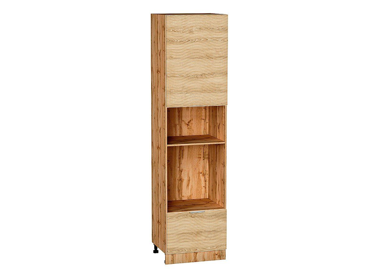 Кухонный модуль. Шкаф пенал с 1-ой дверцей и ящиком под технику Терра W Ель Карпатская, Дуб Вотан