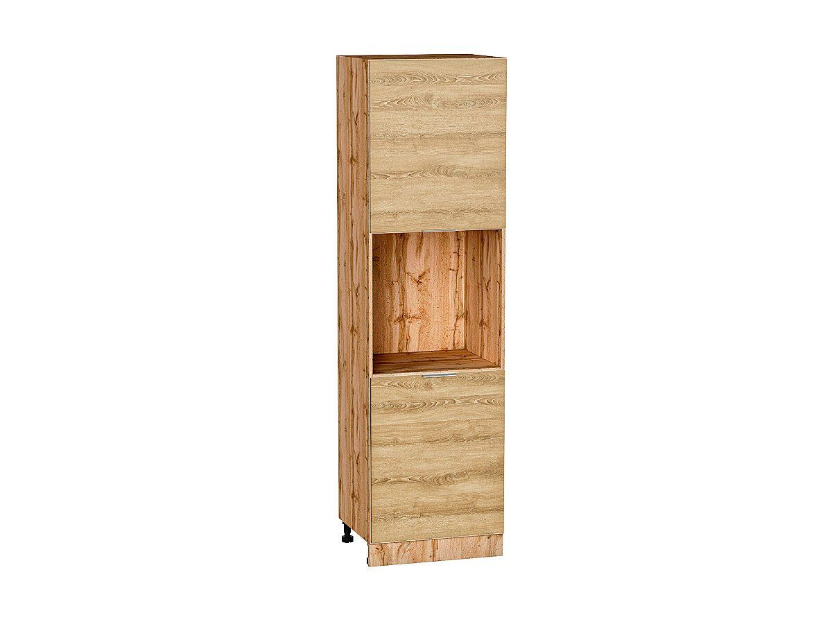 Кухонный модуль. Шкаф пенал с 2-мя дверцами под технику Терра Ель Карпатская, Дуб Вотан
