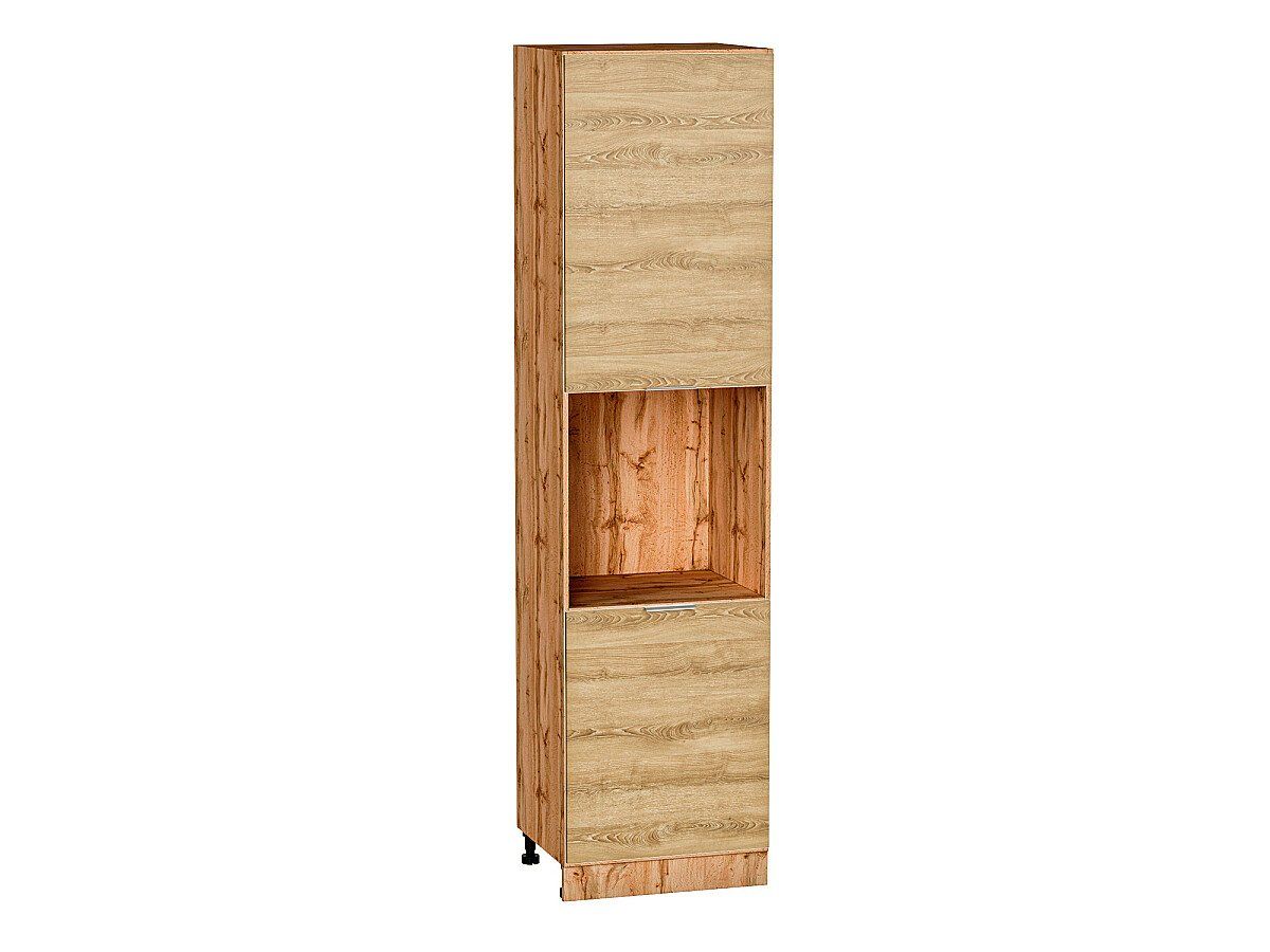 Кухонный модуль. Шкаф пенал с 2-мя дверцами под технику Терра Ель Карпатская, Дуб Вотан