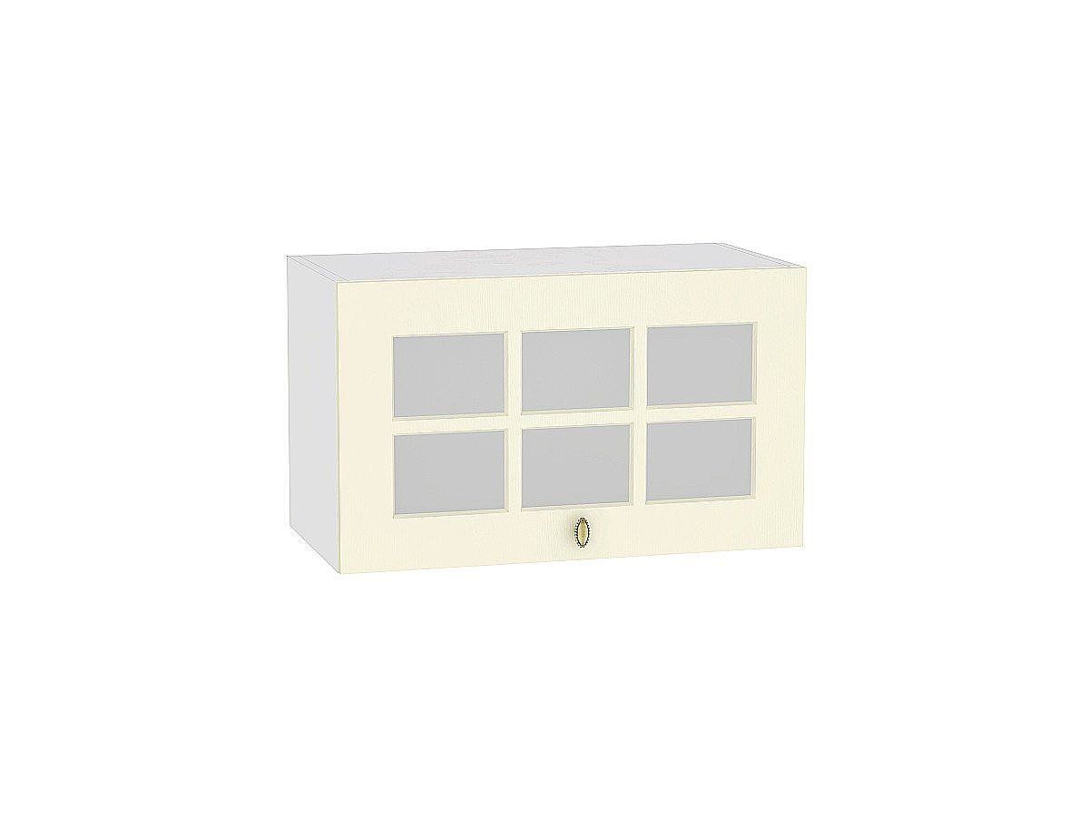 Кухонный модуль. Шкаф верхний горизонтальный остекленный глубокий Прованс Ваниль, Белый