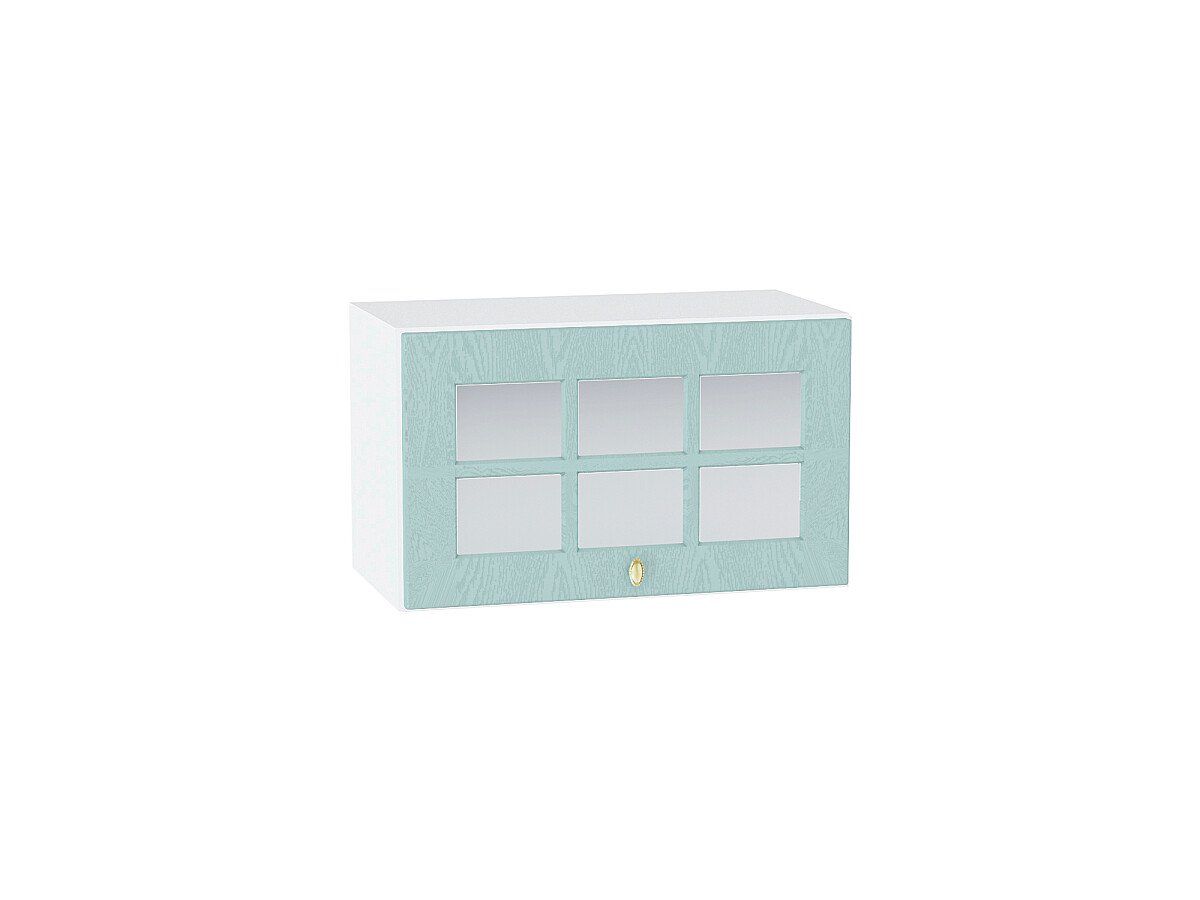 Кухонный модуль. Шкаф верхний горизонтальный остекленный Прованс Голубой, Белый