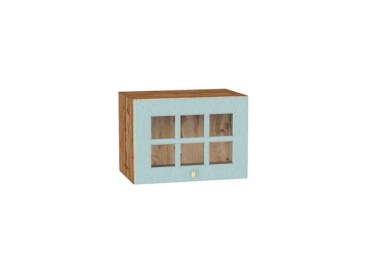 Кухонный модуль. Шкаф верхний горизонтальный остекленный Прованс Голубой, Дуб Вотан