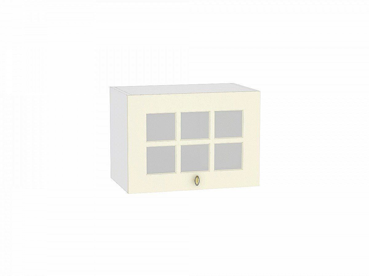 Кухонный модуль. Шкаф верхний горизонтальный остекленный Прованс Ваниль, Белый