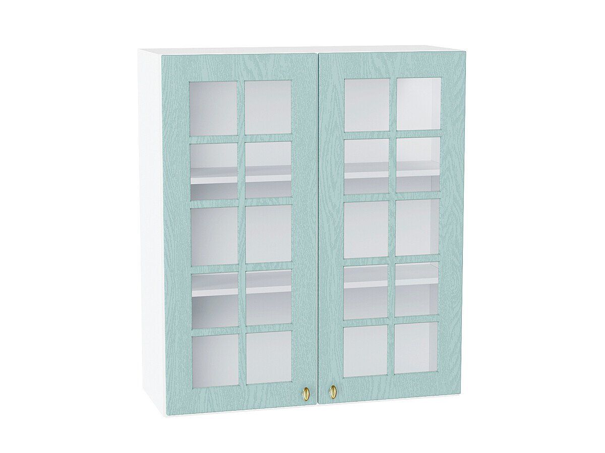 Кухонный модуль. Шкаф верхний с 2-мя остекленными дверцами Прованс Гoлyбoй, Белый