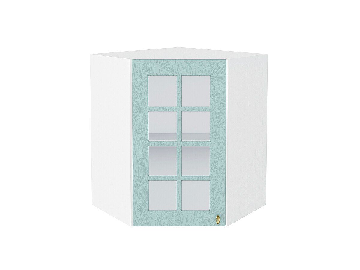 Кухонный модуль. Шкаф верхний угловой остекленный Прованс Гoлyбoй, Белый