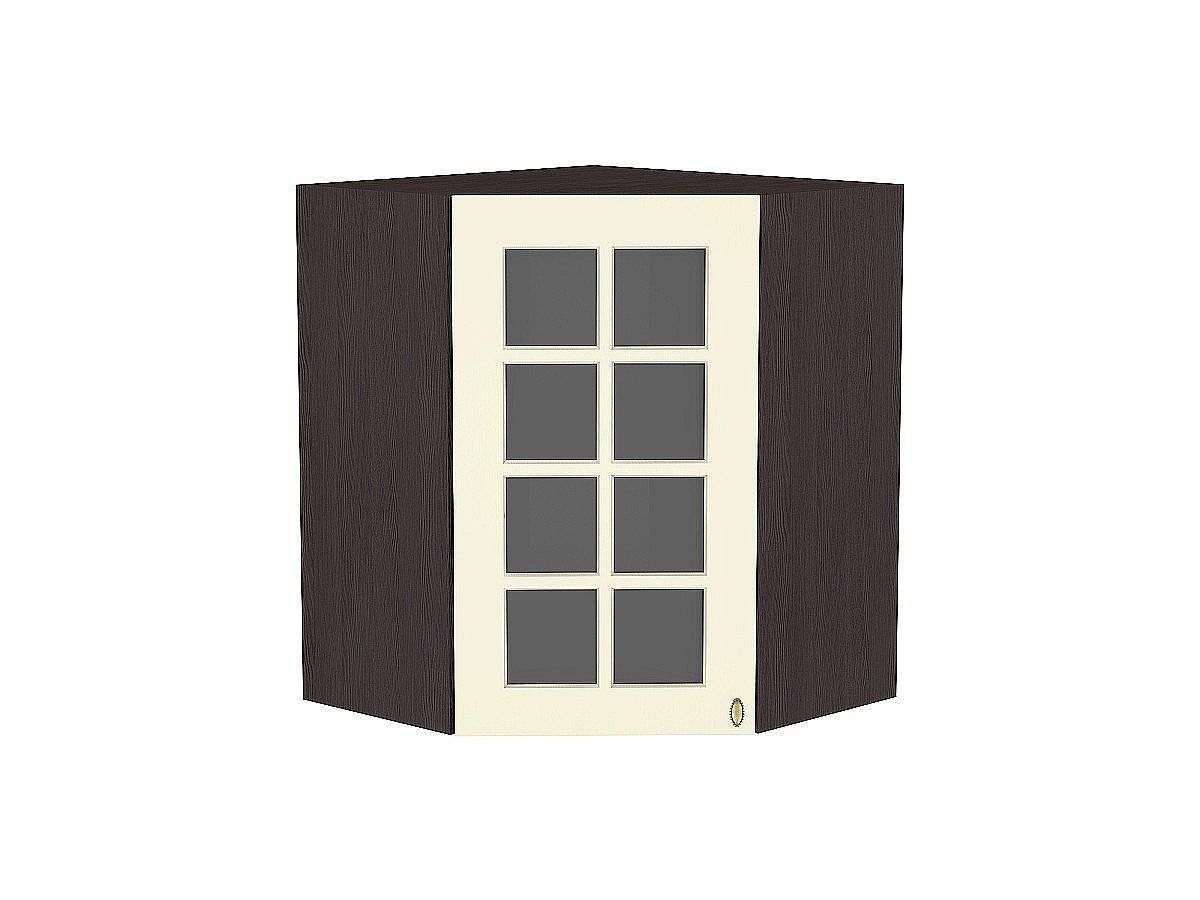 Кухонный модуль. Шкаф верхний угловой остекленный Прованс Ваниль, Graphite