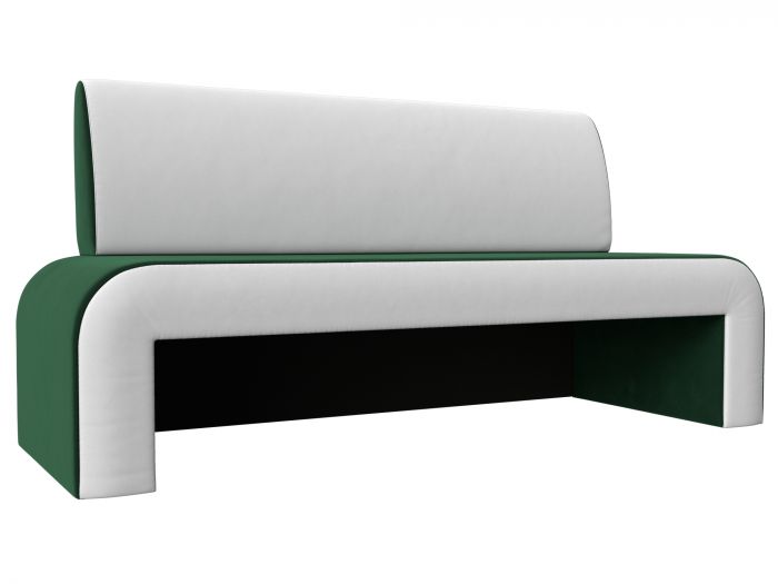 114291 Кухонный прямой диван Кармен | Велюр | Экокожа | Зеленый | Белый
