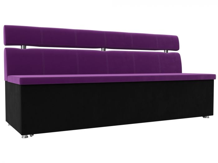 106555 Кухонный прямой диван Классик | Микровельвет | Фиолетовый | Черный