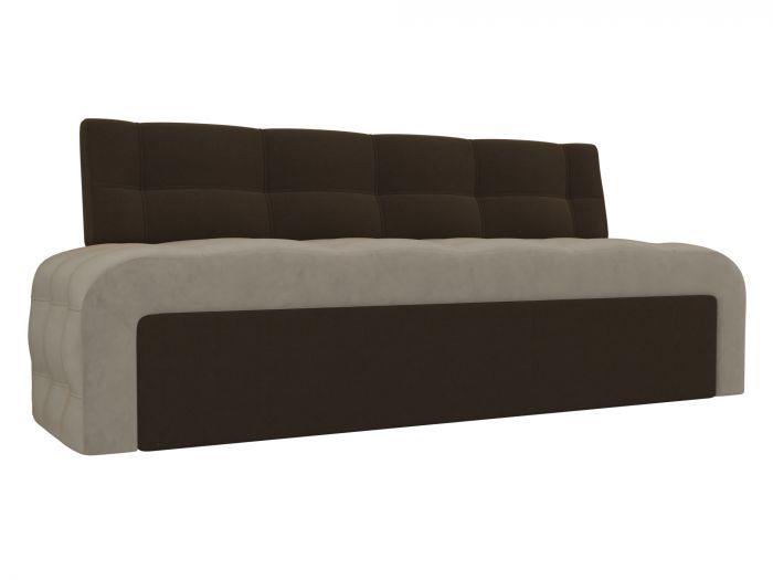 28586 Кухонный прямой диван Люксор | Микровельвет | бежевый | коричневый