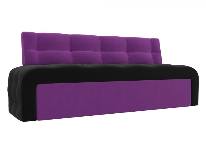 28591 Кухонный прямой диван Люксор | Микровельвет | черный | фиолетовый