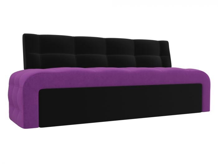 28589 Кухонный прямой диван Люксор | Микровельвет | Фиолетовый | Черный