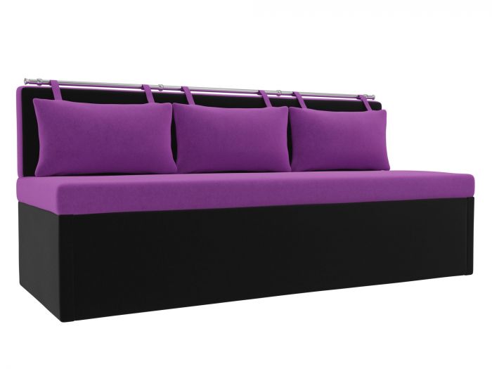 28570 Кухонный прямой диван Метро | Микровельвет | Фиолетовый | Черный