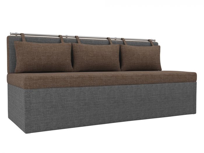 105020 Кухонный прямой диван Метро | Рогожка | коричневый | Серый