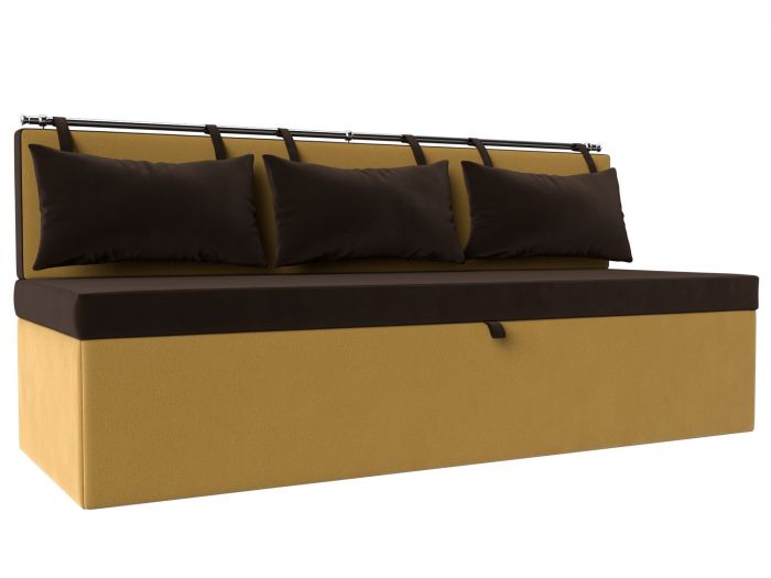 114110 Кухонный прямой диван Метро | Микровельвет | Коричневый | Желтый