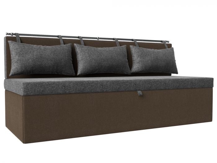 114115 Кухонный прямой диван Метро | Рогожка | Серый | Коричневый