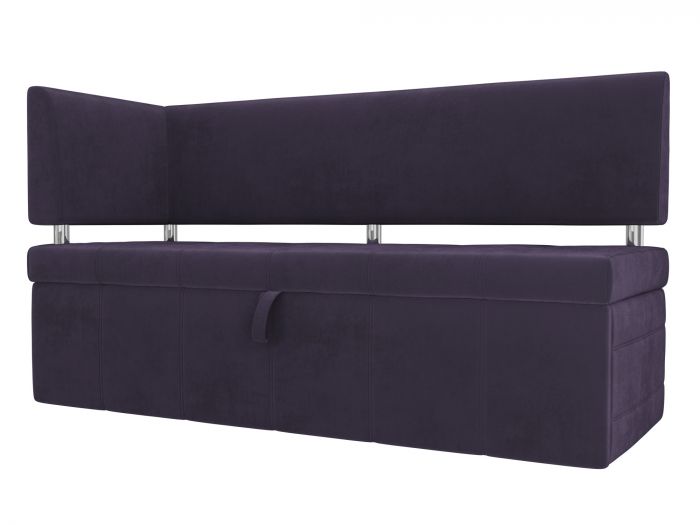 107271L Кухонный прямой диван Стоун с углом левый | Велюр | Фиолетовый