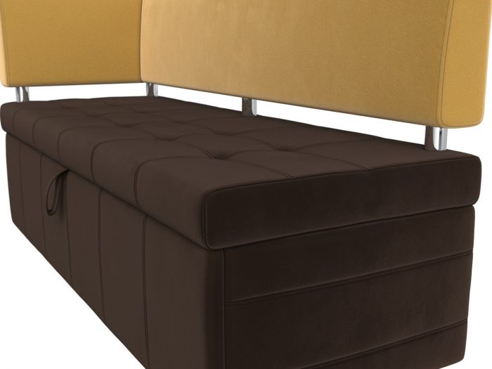 115941L Кухонный прямой диван Стоун с углом левый | Микровельвет | Коричневый | Желтый