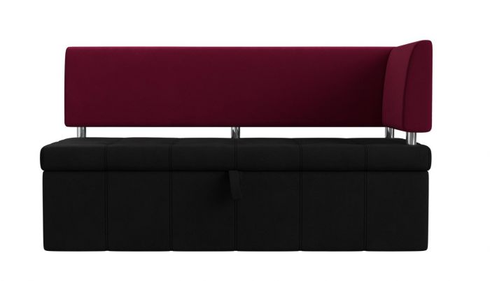 115948 Кухонный прямой диван Стоун с углом правый | Микровельвет | Черный | Бордовый