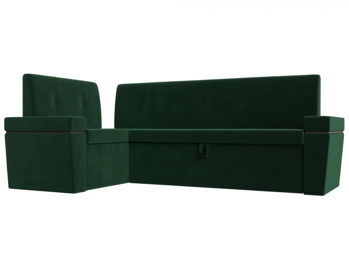 114317L Кухонный угловой диван Деметра левый угол | Велюр | Зеленый