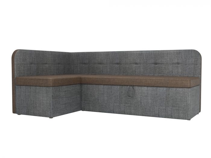 107094L Кухонный угловой диван Форест левый угол | Рогожка | коричневый | Серый