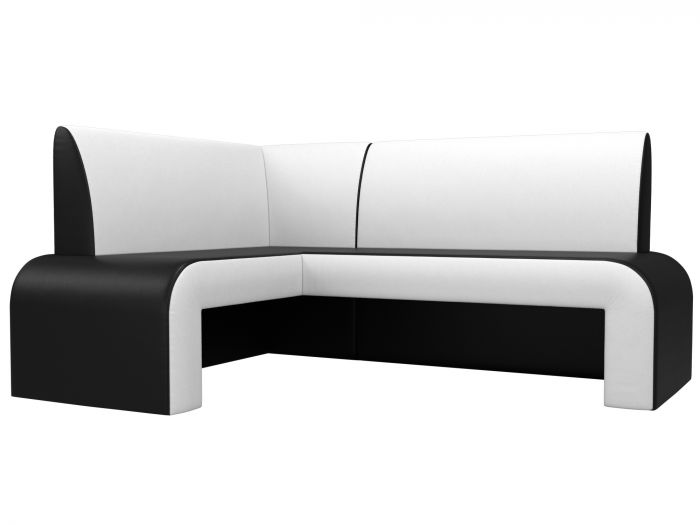 28508L Кухонный угловой диван Кармен левый угол | Экокожа | Черный | Белый