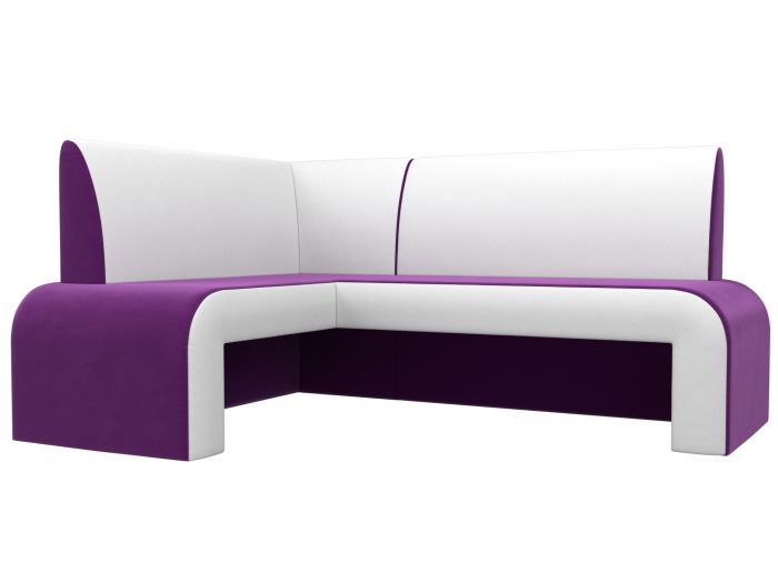 28505L Кухонный угловой диван Кармен левый угол | Микровельвет | Экокожа | Фиолетовый | Белый