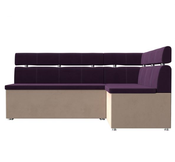 106583 Кухонный угловой диван Классик | Велюр | фиолетовый | бежевый
