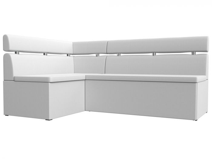 118000L Кухонный угловой диван Классик левый угол | Экокожа | Белый